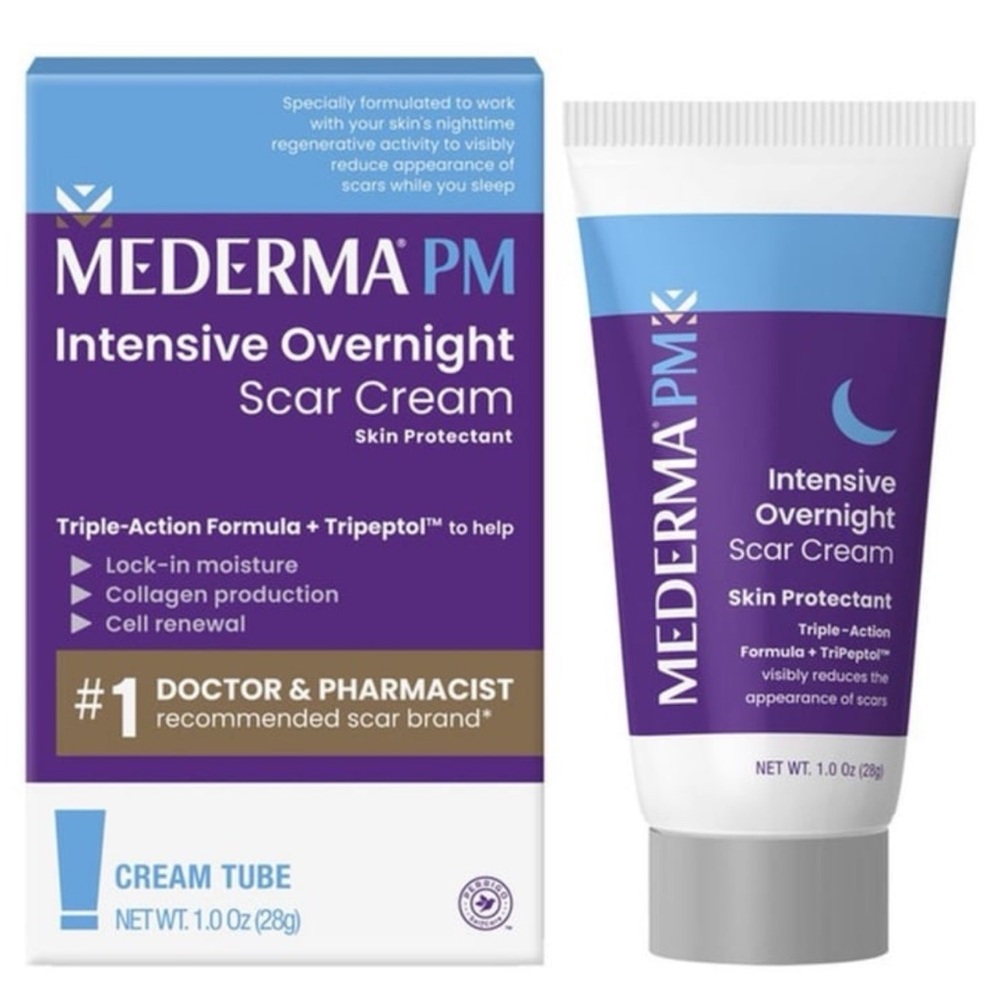 NEW! MEDERMA PM Intensive Overnight Scar Cream 1oz Bottle (Unopened Flawed Box)